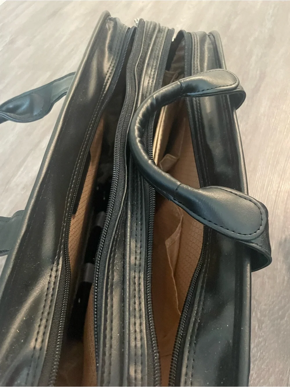 McKlein Elston Black Leather Laptop Briefcase with Shoulder Strap